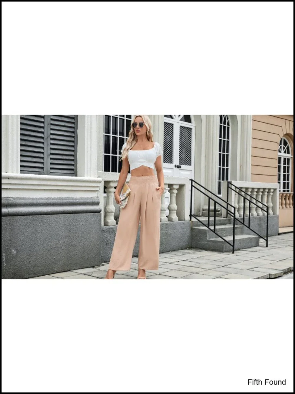 Wide Leg Palazzo Pants Elastic Waist Flowy Lounge Pockets